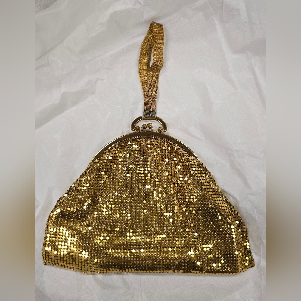Whiting & Davis Gold Mesh Wristlet Clutch